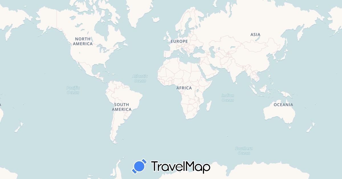 TravelMap itinerary: driving, bus, plane, train, hiking, boat, motorbike in Bolivia, Brazil, Colombia, Ecuador, Spain, France, Cambodia, Laos, Myanmar (Burma), Peru, Thailand (Asia, Europe, South America)